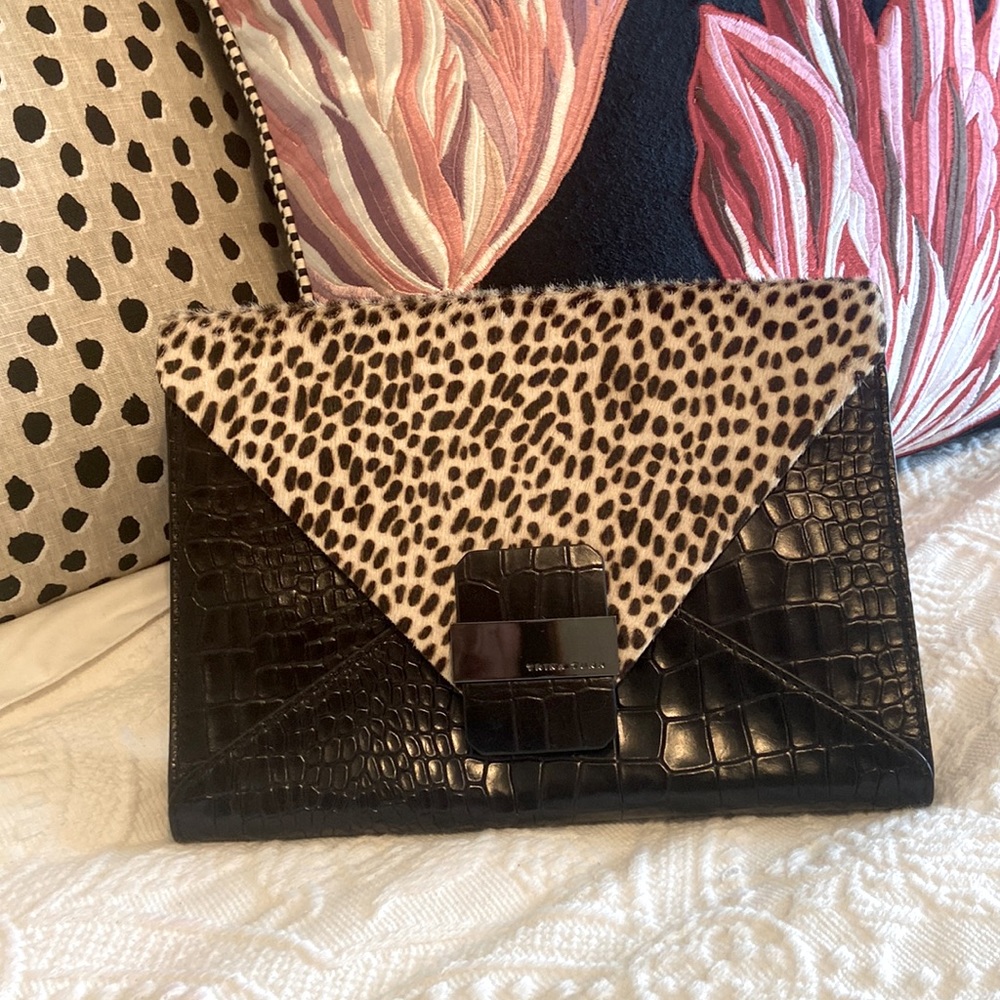 Trina Turk Kings Road Embossed Leather Clutch